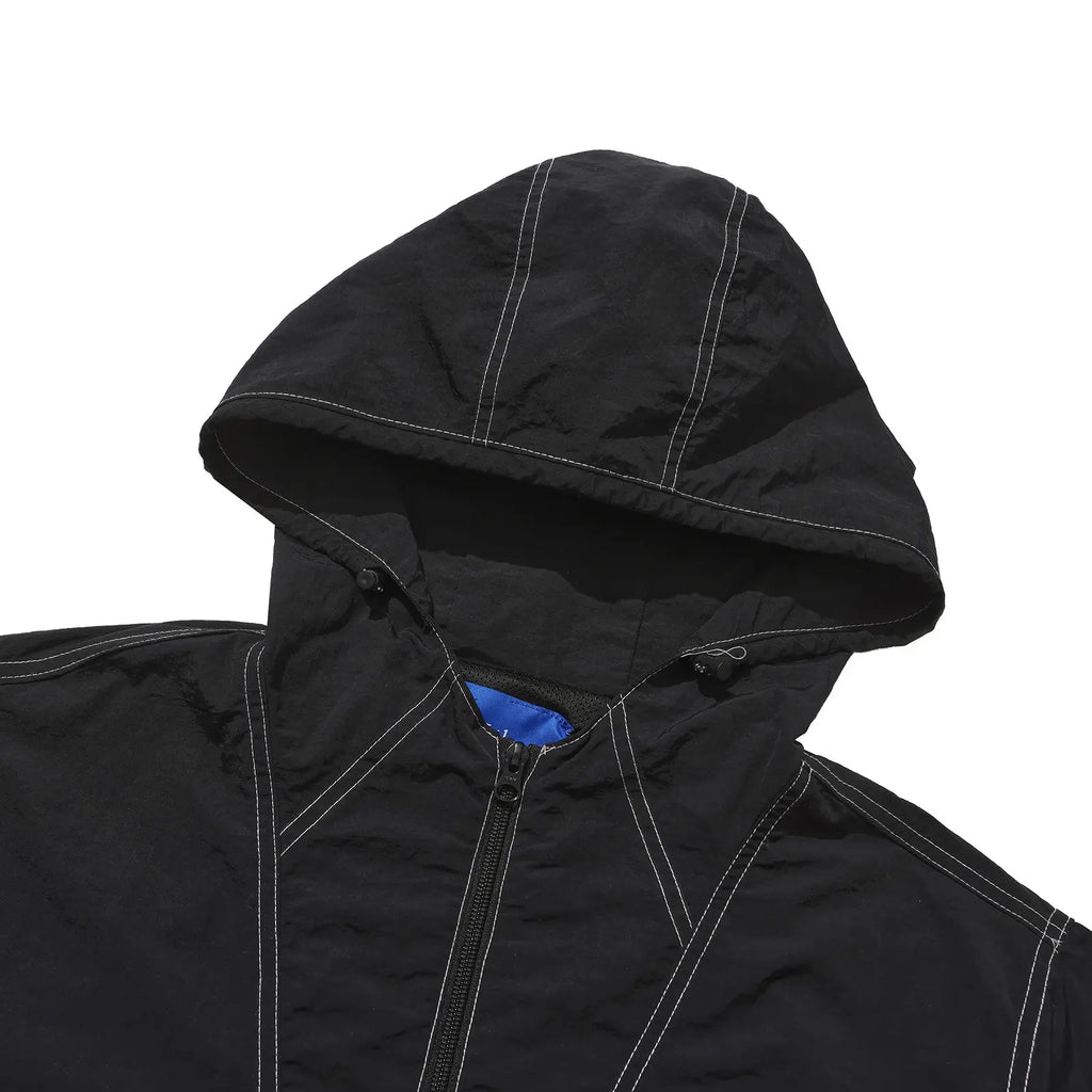 Helas Seams Quarter Zip Hooded Jacket - Black - hood