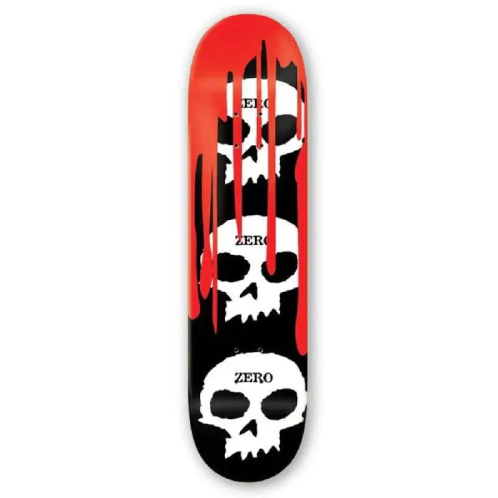 Zero Skateboards 3 Skull Blood  Black / White / Red Skateboard Deck - 8.25"