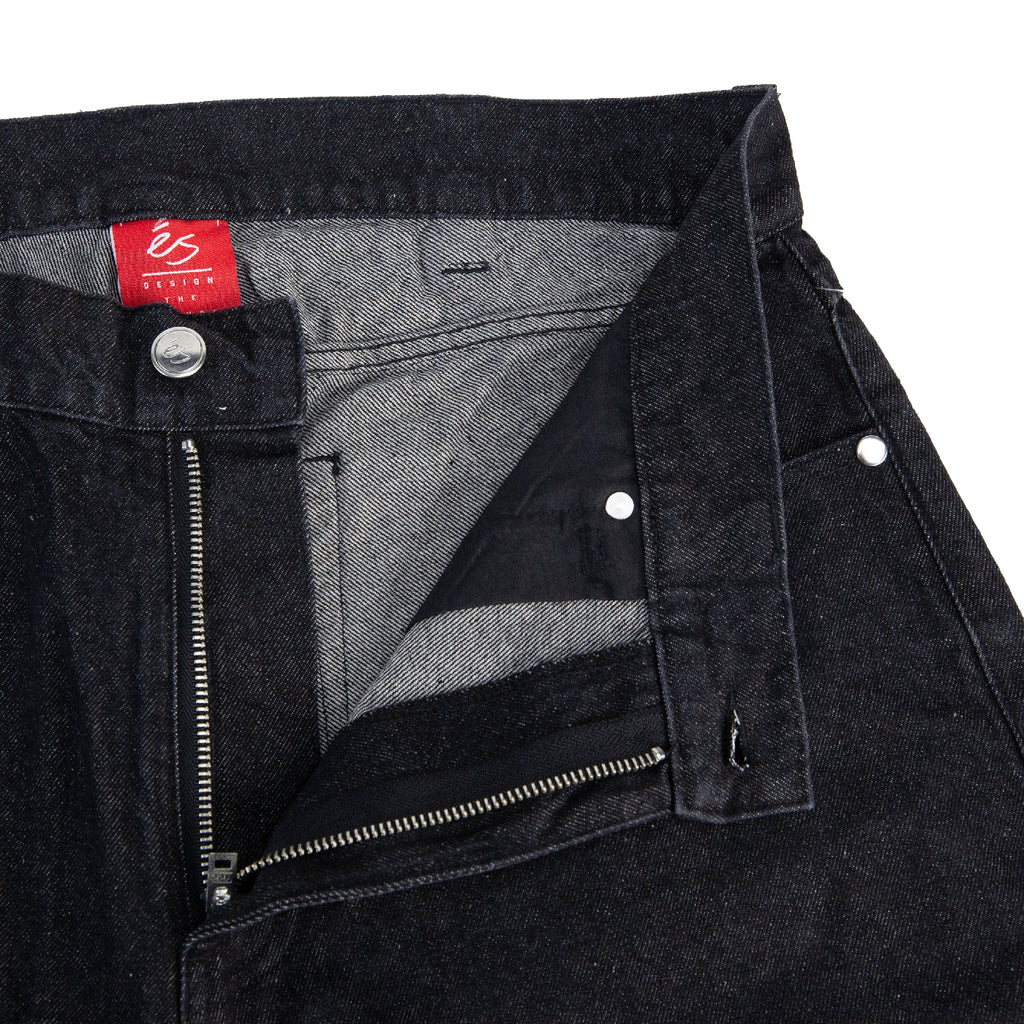 eS Footwear Baggy Denim Jeans - Black Wash - zip