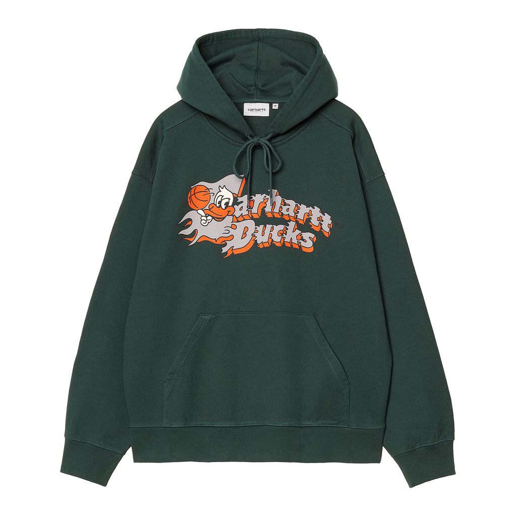 Carhartt WIP Hooded Flaming Ducks Sweatshirt - Conifer - front