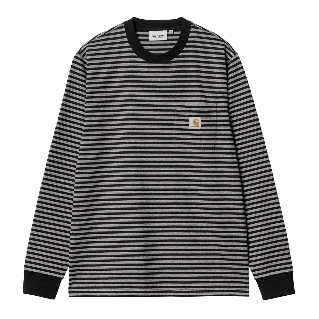 Carhartt WIP L/S Verner Pocket T Shirt - Black / Dark Grey Heather