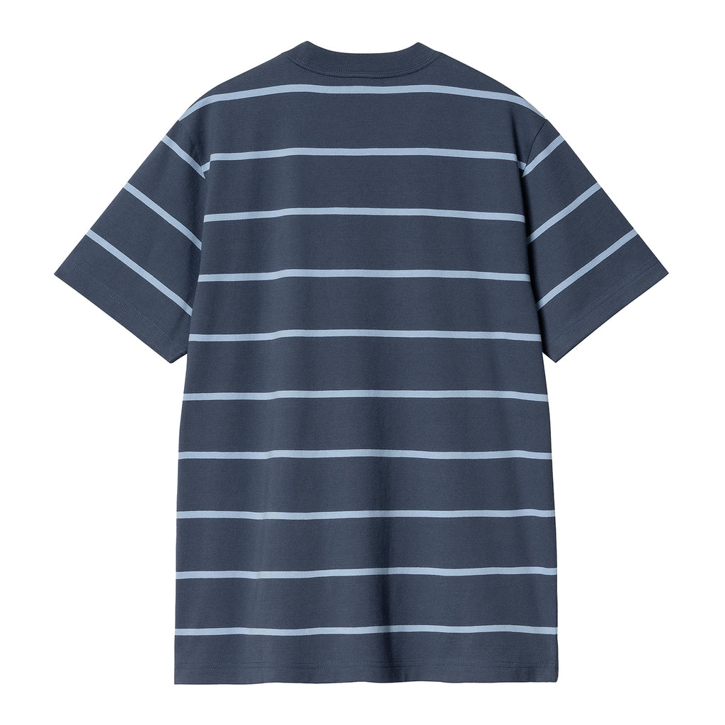 Carhartt WIP Aiken Pocket T Shirt - Aiken Stripe / Dusky Blue - back