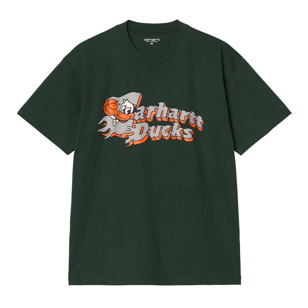 Carhartt WIP Flaming Ducks T Shirt - Conifer - front