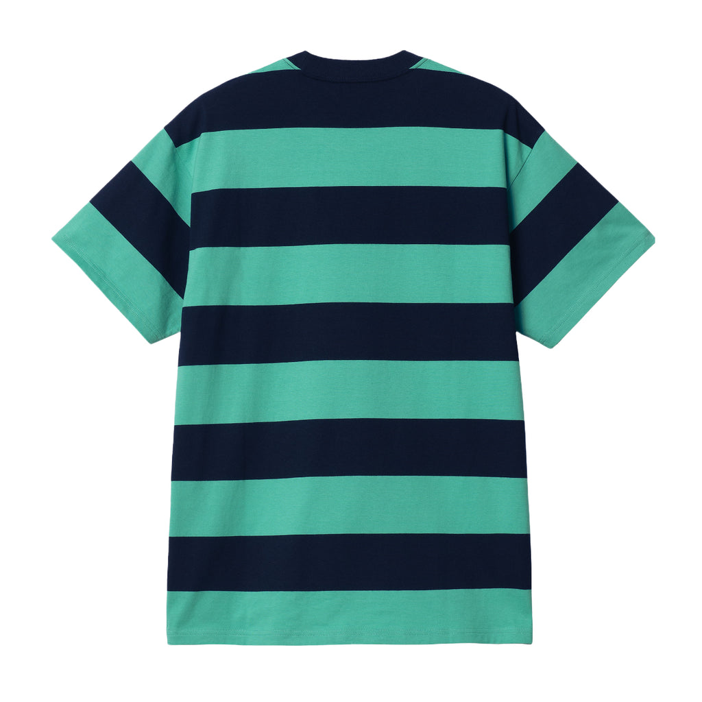 Carhartt WIP Dampier Stripe T Shirt - Dark Navy / Aqua Green