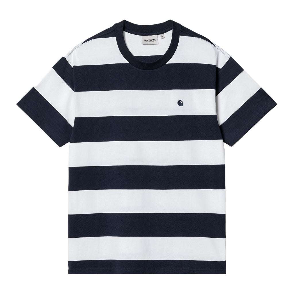 Carhartt WIP Dampier Stripe T Shirt - Atom Blue / White